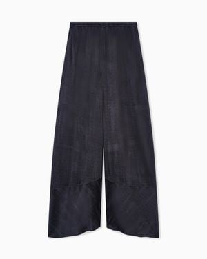 Giorgio Armani Viscose Jacquard Jersey Wide-Leg Pants - Blue