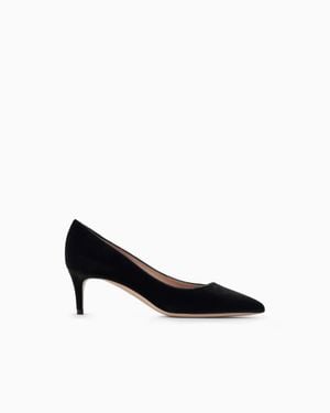 Giorgio Armani Velvet Kitten Heel Pump - White