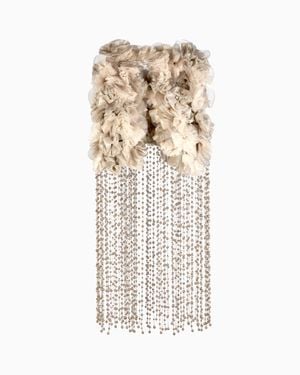 Giorgio Armani Crinoline And Tulle Cape With Fringes - White