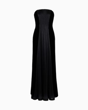 Giorgio Armani Velvet And Silk Bustier Dress - Black