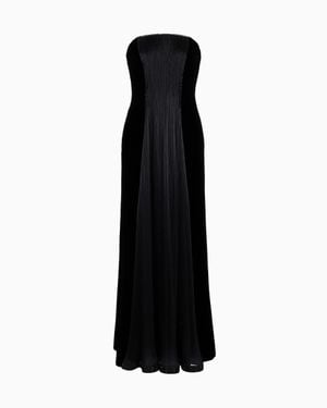 Giorgio Armani Velvet And Silk Bustier Dress - Black