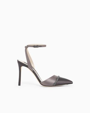 Giorgio Armani Court Shoes With Two-Tone Satin Strap - White