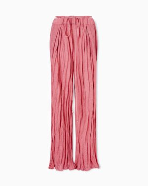 Giorgio Armani Crushed-Effect Linen Jersey Pants - Pink