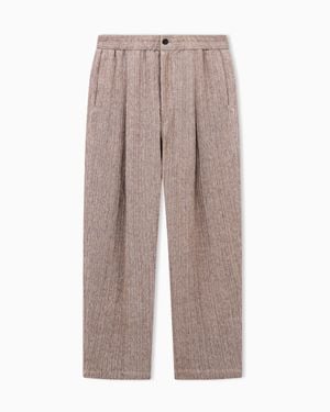 Giorgio Armani Mouliné Linen And Silk Jacquard Single-Pleat Pants - Natural