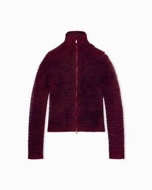 Giorgio Armani Ottoman Jacket Slim With Seamless Kimono Sleeves And Zip - Red