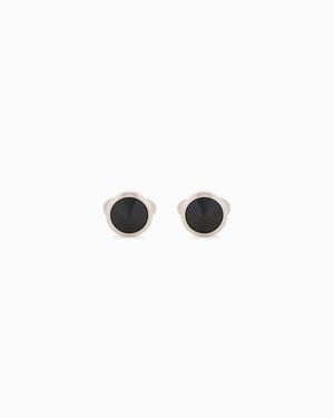 Giorgio Armani Sterling Cufflinks With A Colored Crystal - White
