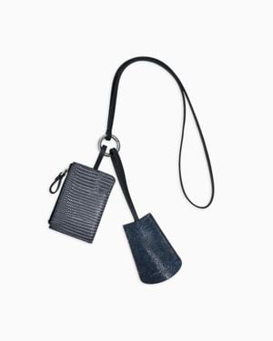 Giorgio Armani Printed Leather Keyring - White
