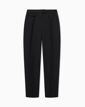 Giorgio Armani Virgin Straight Pants With A Flap Pocket - Black