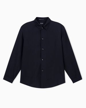 Giorgio Armani Chevron Viscose Twill Shirt Jacket - Blue