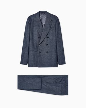 Giorgio Armani Napoli Line Double-Breasted Suit - Blue