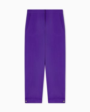 Giorgio Armani Technical-Cady Straight Pants - Purple