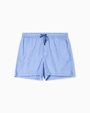Giorgio Armani Monogram Swim Trunks - Blue