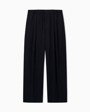 Giorgio Armani Trouser Oversized With Vintage Viscose And Virgin Wool - Blue
