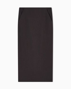 Giorgio Armani Stretch, Wool Crêpe Midi Skirt - Black