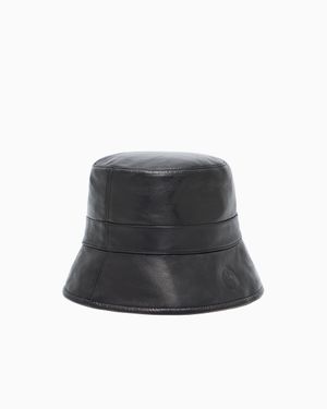 Giorgio Armani Reversible Nappa-Leather Cloche Hat - Black