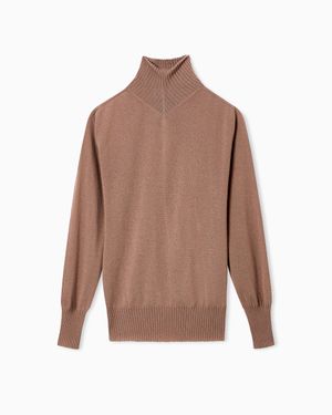 Giorgio Armani Neve Cashmere Mock-Neck Sweater - Brown