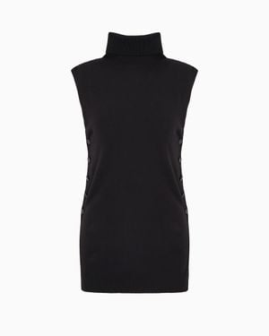 Giorgio Armani Virgin Wool Mock-Neck Top - Black
