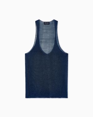 Giorgio Armani Viscose Lurex Top - Blue