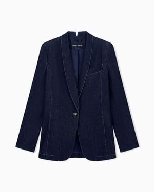 Giorgio Armani Slim Blazer With Shawl Lapels - Blue