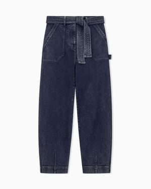 Giorgio Armani Regular Fit Belted Cargo Jeans - Blue