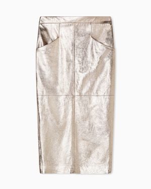 Giorgio Armani Laminated Leather Skirt - White