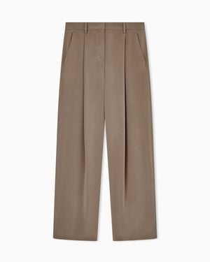 Giorgio Armani Single-Pleat Silk Crêpe Pants - Brown