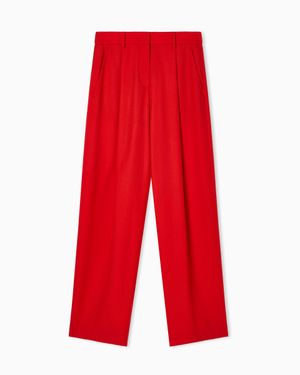Giorgio Armani Fluid Wool Single-Pleat Pants - Red