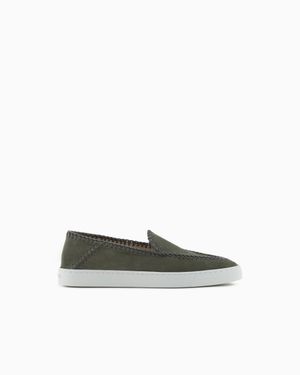 Giorgio Armani Galleria 3 Suede Slip-Ons - White