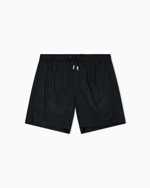 Giorgio Armani Elastic Waist Swim Trunks - Black