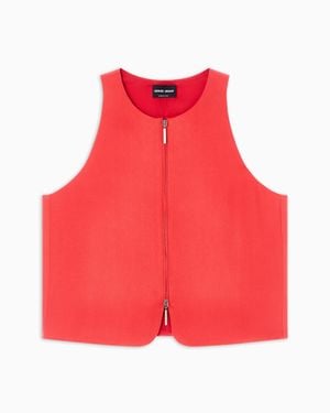Giorgio Armani Washed Silk Crêpe Waistcoat - Red