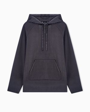 Giorgio Armani Viscose Double Jersey Hooded Sweatshirt - Blue