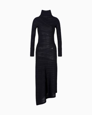 Giorgio Armani Viscose And Wool Jersey Midi Dress - Blue