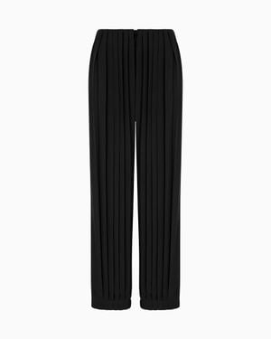 Giorgio Armani Asv Pleated Triple Silk Georgette Pants - Black