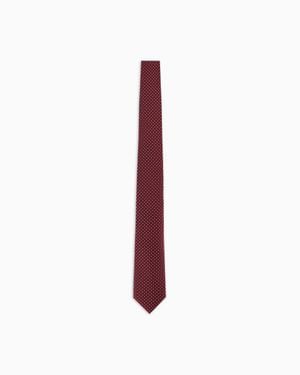 Giorgio Armani Pure Silk Polka-Dot Jacquard Tie - White