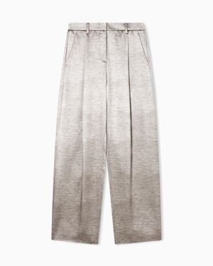 Giorgio Armani Tussah Silk Single-Pleat Pants - White