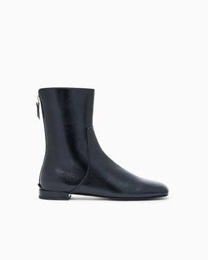 Giorgio Armani Patent-Leather Ankle Boots - Blue