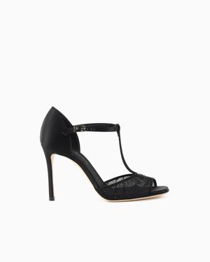 Giorgio Armani Mesh And Rhinestone T-Bar Sandals - White