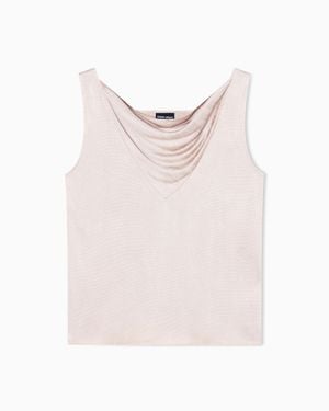 Giorgio Armani Jacquard Viscose Jersey Draped Top - Pink