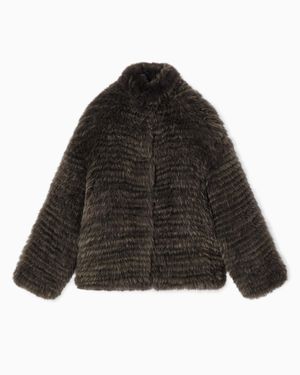 Giorgio Armani Two-Tone Cashmere Oversized Blouson - Black