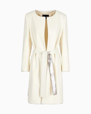 Giorgio Armani Belted Wool Coat - White