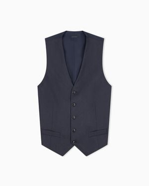 Giorgio Armani Single-Breasted Pinstripe Vest - Blue