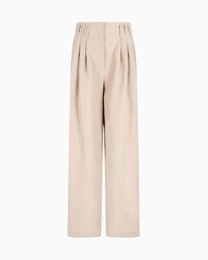 Giorgio Armani Wide-Legged Linen Pants - Natural