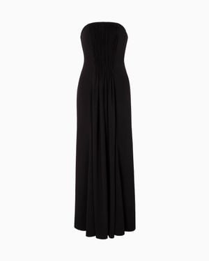 Giorgio Armani Asv Triple Silk-Georgette Bustier Dress - Black