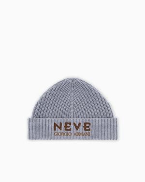 Giorgio Armani Neve Ribbed Cashmere Beanie - Gray