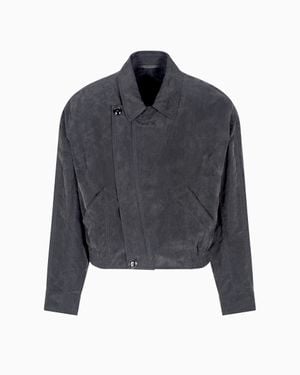 Giorgio Armani Faded Lyocell Canvas Blouson - Blue