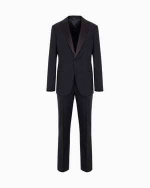 Giorgio Armani Pure Wool, Half-Canvassed, Slim-Fit Tuxedo From The Soho Line - Blue