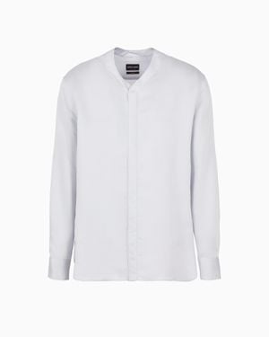 Giorgio Armani Viscose-Silk Blend Dress Shirt - White