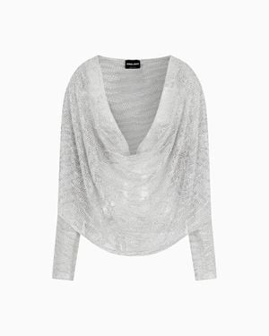Giorgio Armani Draped Blouse With Lurex And Crystal Embroidery - White