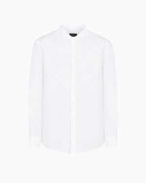 Giorgio Armani Plain-Knit Stretch Cotton Icon Shirt - White