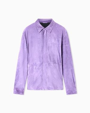 Giorgio Armani Lambskin Suede Shirt Jacket - Purple